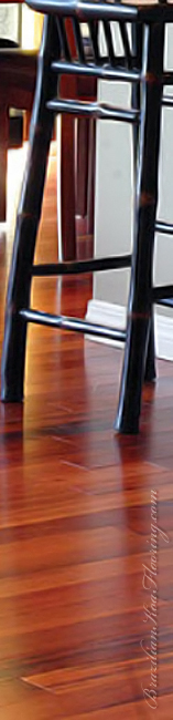 Black chair on a Brazilian Koa floor.