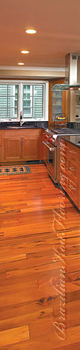 Brazilian koa flooring in a kitchen.